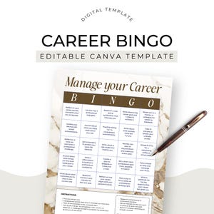 Career Coach Lead Magnet Bingo Card Challenge Freebie Sales Funnel Canva Template Lead Job Transition Support Coaching Editable US Letter
