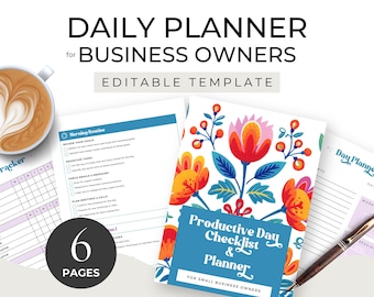 Daily Planner for Entrepreneur Habit Tracker Weekly Checklist Editable Planner Lead Magnet Small Business Owners Canva Template US Letter
