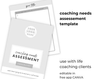 Coaching Needs Assessment Canva template for Coaches, Digital template with INSTANT DOWNLOAD