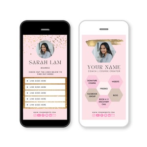 Link in Bio Canva Template for Coaches, Minimal, Mini landing page in less than 10 minutes, Linktree alternative for Instagram, Social Media