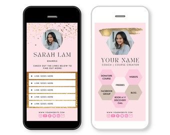 Link in Bio Canva Template for Coaches, Minimal, Mini landing page in less than 10 minutes, Linktree alternative for Instagram, Social Media
