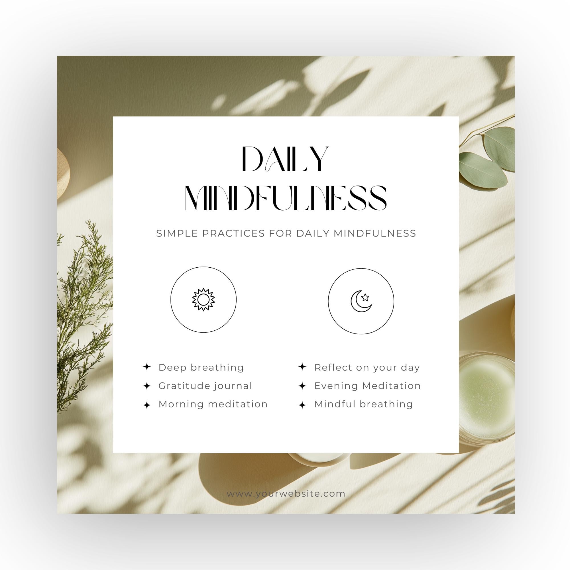 Mindfulness Coach Social Media Canva Template Meditation Instagram ...
