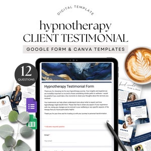 Client Testimonial form template Hypnotherapist, Google Form for Hypnotherapy Feedback Hypnosis Social Proof Questions Customer Marketing NG