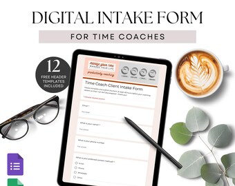 Time Management Coach Digital Intake Form Template Google Form Productivity Coaching Client Questionnaire for Onboarding with Canva Headers