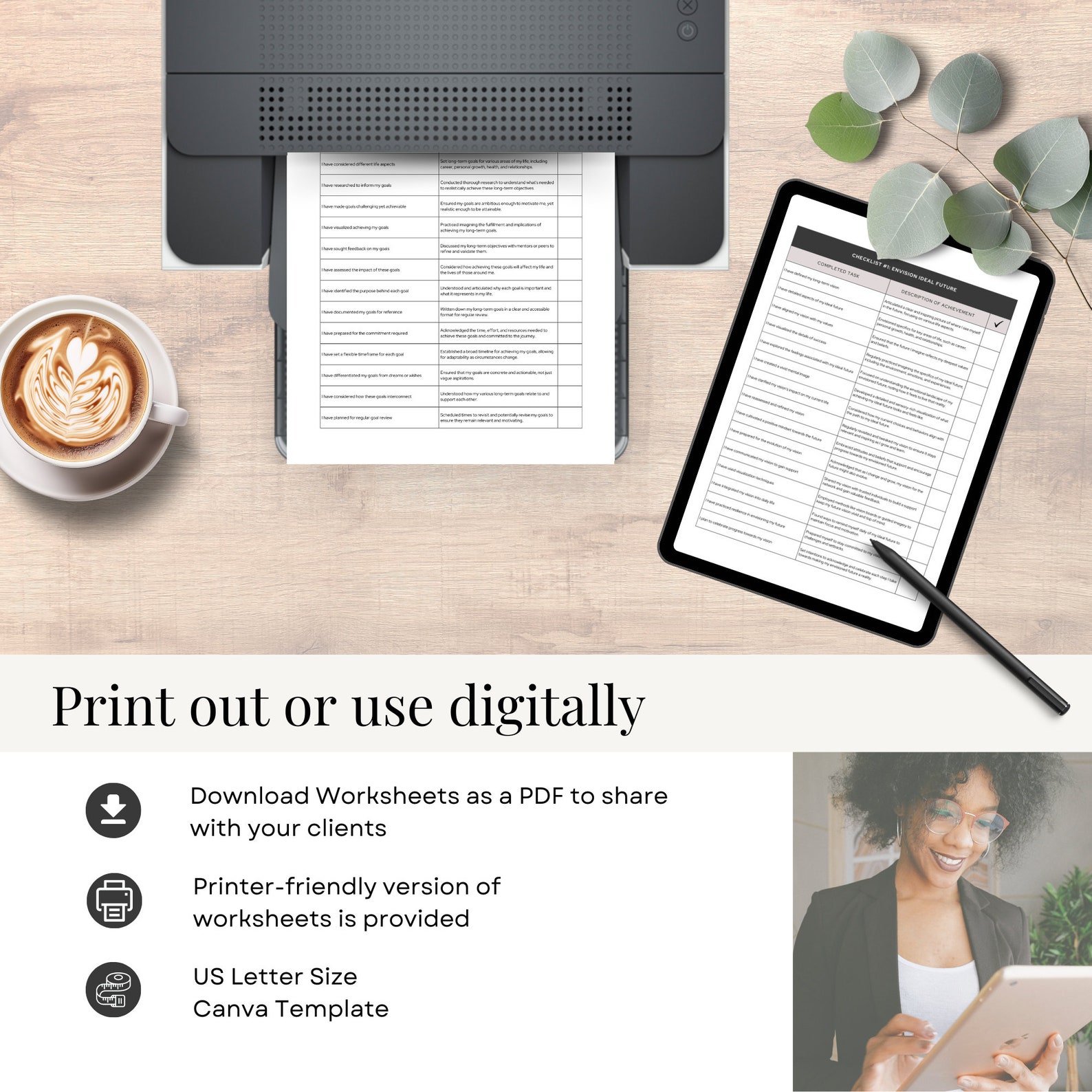 Goal Setting Checklist Bundle Printable Worksheets Set Canva Template ...