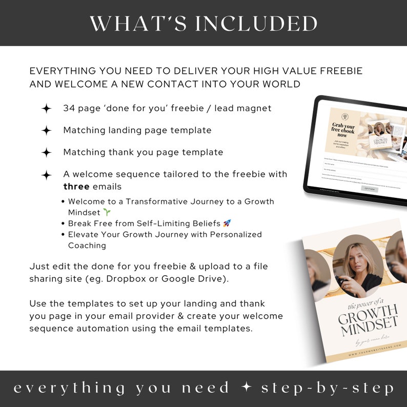 Growth Mindset Workbook Freebie and Email Sequence, Life Coach Lead ...