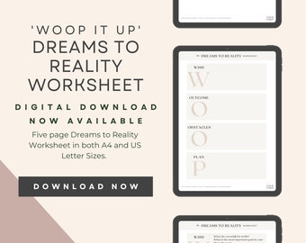 Dreams to Reality Worksheet, Done for you Freebie, Lead Magnet, Canva Template, DIGITAL Download US Letter & A4 | DFY