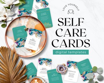Printable Self Care Activity Cards Template, Done For You Commercial Use, Freebie Lead Magnet for Coaches and Course Creators, Alcohol Ink