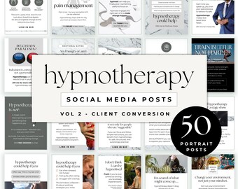 Hypnotherapist Instagram Canva Template, Hypnotherapy Promo IG Posts, Social Media Engagement Vol 2 Digital Insta Portraits