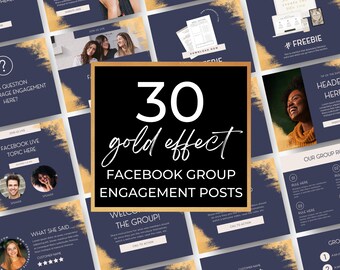 Facebook-Gruppen-Verlobungs-Posts, Mitglieds-Verlobungs-Posts, Sofort-Download, Navy-Blau und Gold, Canva-Vorlagen, DIGITALES Produkt | FB01