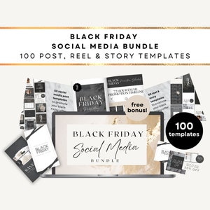 Black Friday Social Media Bundle for Coaches, CANVA Templates, Minimal Instagram and Social Media Posts Reels and Stories, Minimalist | NU11