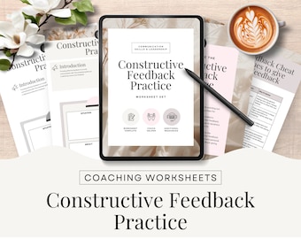 Feedback Practice Worksheet Canva template, Interpersonal Communication Life Coach Tools & Resources Self Development Editable Printable CW1
