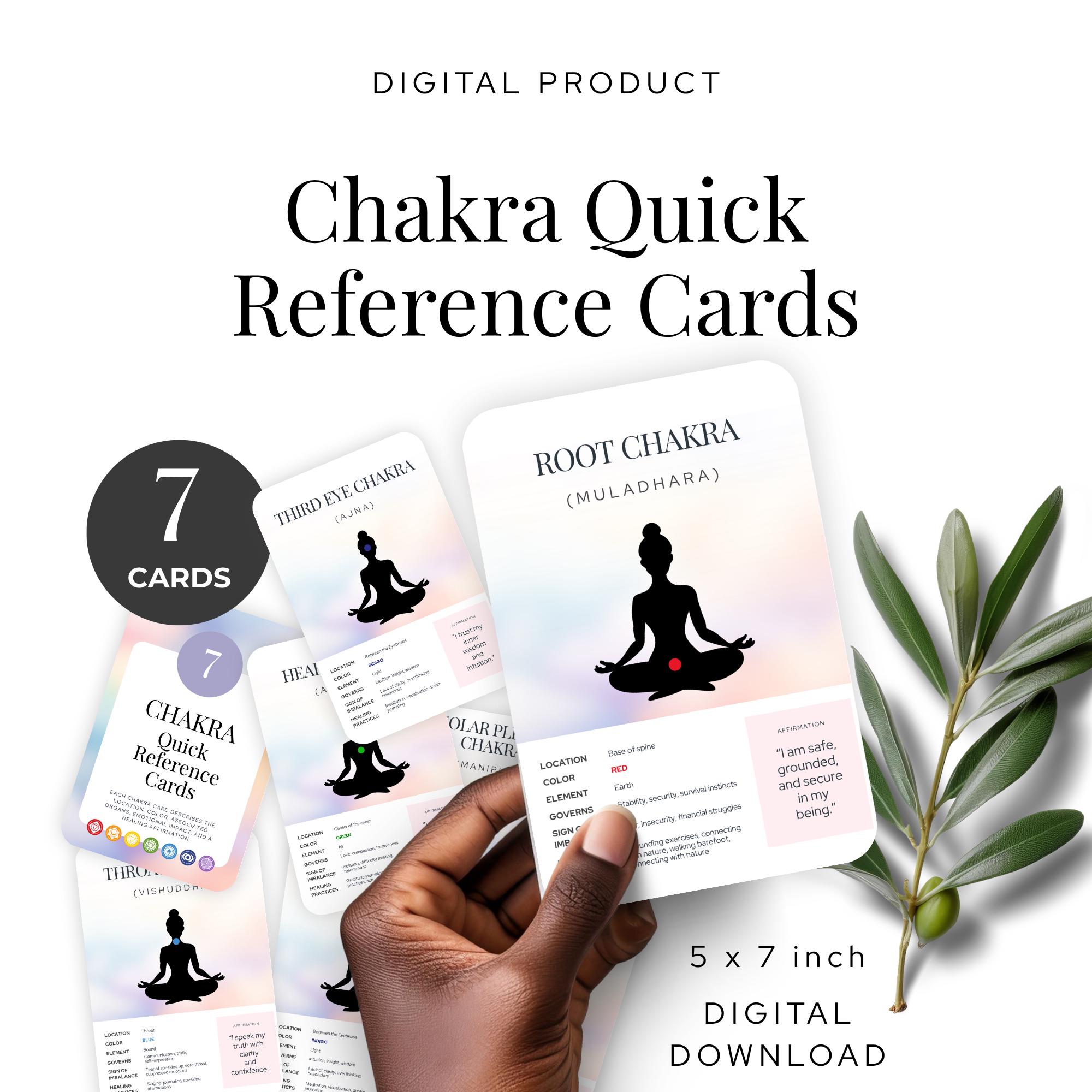 Chakra Quick Reference Cards Printable Easy Reference Chakra ...