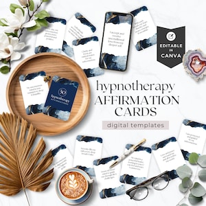 Hypnotherapy Affirmation Cards for Clients, Post Session Freebie Hypnotherapist Lead Magnet Done for You DIGITAL Canva Template Download NG