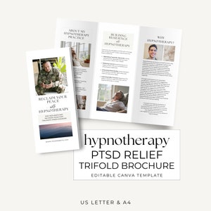 Hypnotherapy Trifold Pamphlet PTSD, Hypnotherapist Promo Leaflet, Marketing Brochure Design Printable, Post Traumatic Stress Disorder Hypno