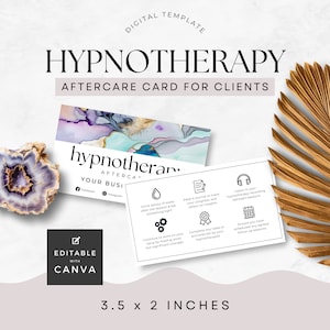 Customer Care Card for Hypnotherapy Clients, Post Hypnosis Instructions, Hypnotherapist Customer Information, Canva Template Editable PP