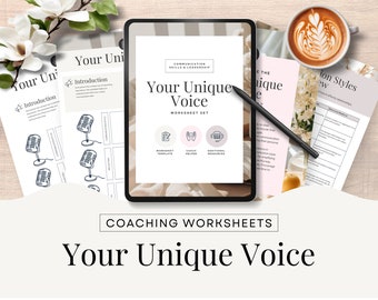 Your Unique Voice Worksheet Canva template, Interpersonal Communication Life Coach Tools & Resources Self Development Editable Printable CW1
