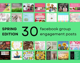 Publicaciones de participación en grupos de Facebook de primavera DESCARGA INSTANTÁNEA Plantillas de Canva / Plantillas para entrenadores Producto DIGITAL / FB01