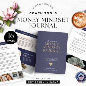 Money Mindset Journal Done for You Freebie Lead Magnet Playbook ebook Canva Template DIGITAL Download US Letter Navy Blue Gold DFY BL03