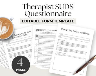 Therapist SUDS form Subjective Units of Distress Therapy Client Intake Form Before and After Sessions Editable Canva Template US Letter