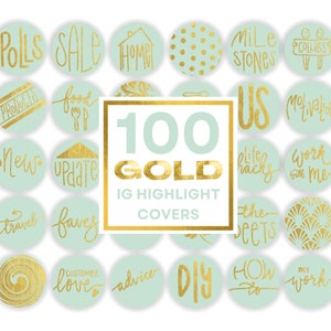 Couvertures pour reflets Instagram vert sauge et or, lot de 100 en modèle Canva, reflets IG | SG05