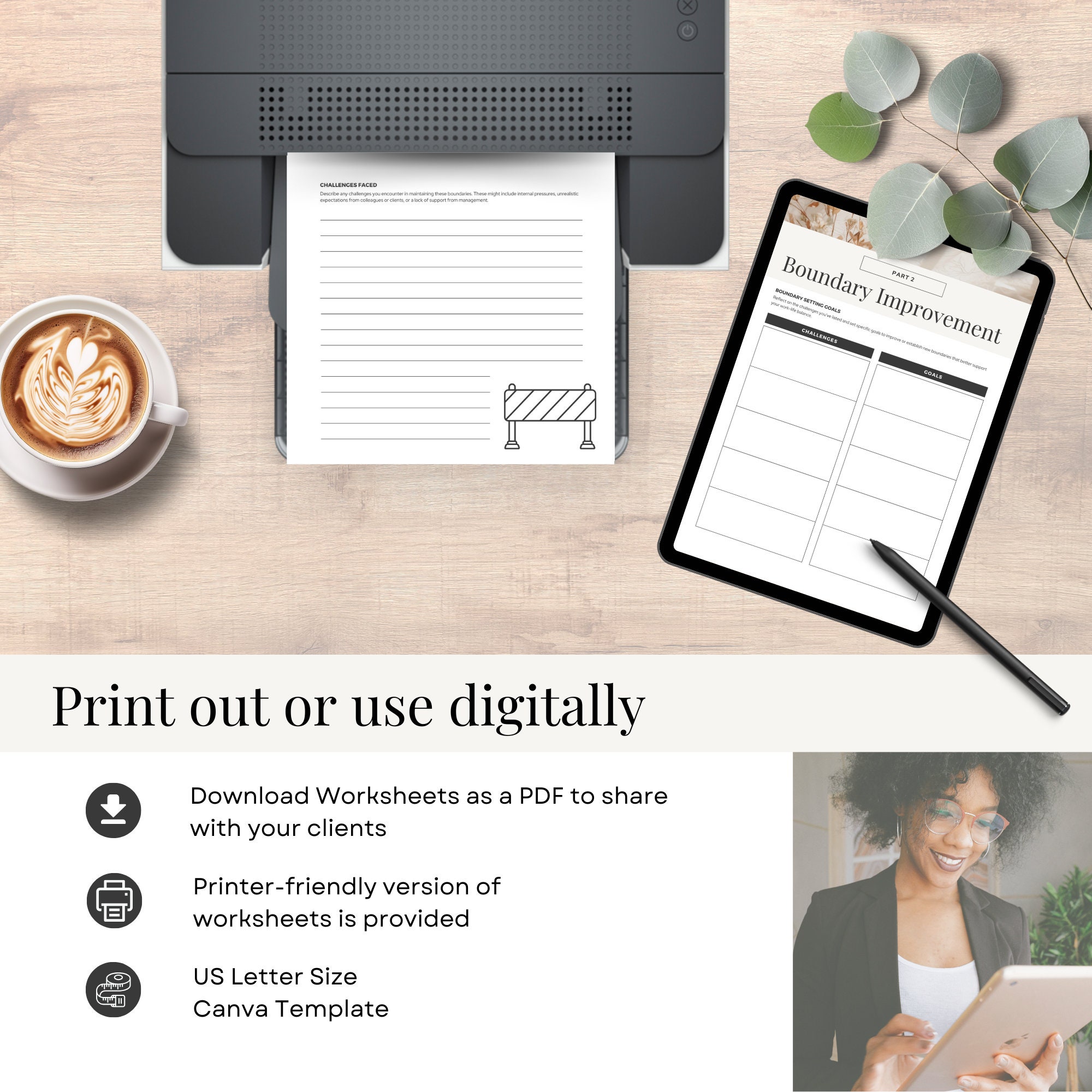 Boundary Setting Worksheet Printable Worksheets Set Canva Template Self ...