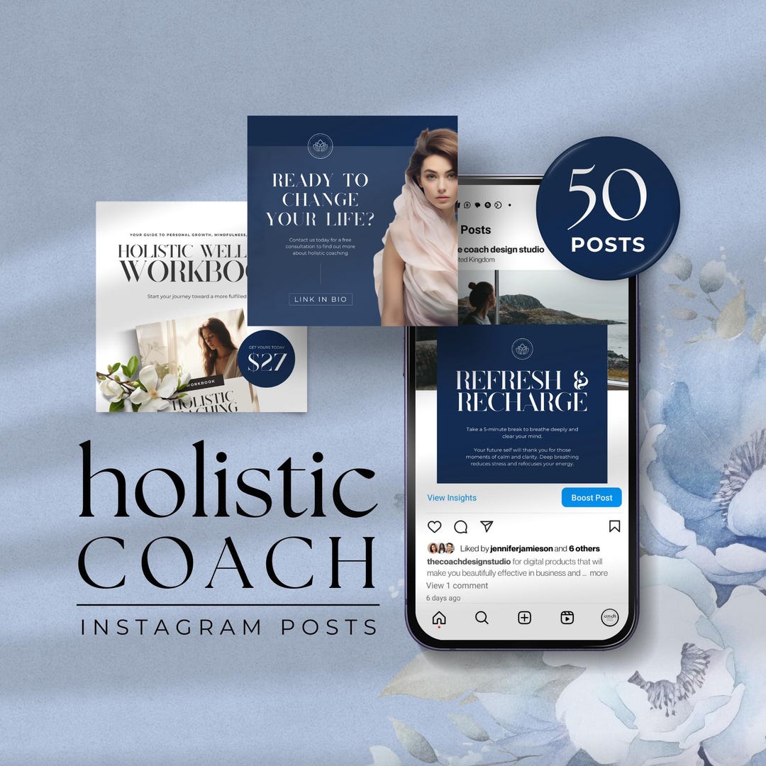 Holistic Coach Insta Posts Canva Template Wellbeing Energetics Coaching ...