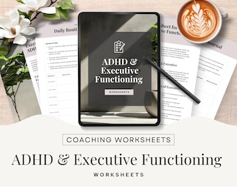 Executive Functioning Worksheet for ADHD Coaches Therapy Tools Emotional Regulation Personal Organisation Coping Skills Canva Template