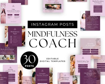 Coach de atención plena Canva Instagram Coach de bienestar holístico Plantilla de redes sociales Publicaciones de IG Coaching editable Feed de Instagram Mentalidad de bienestar