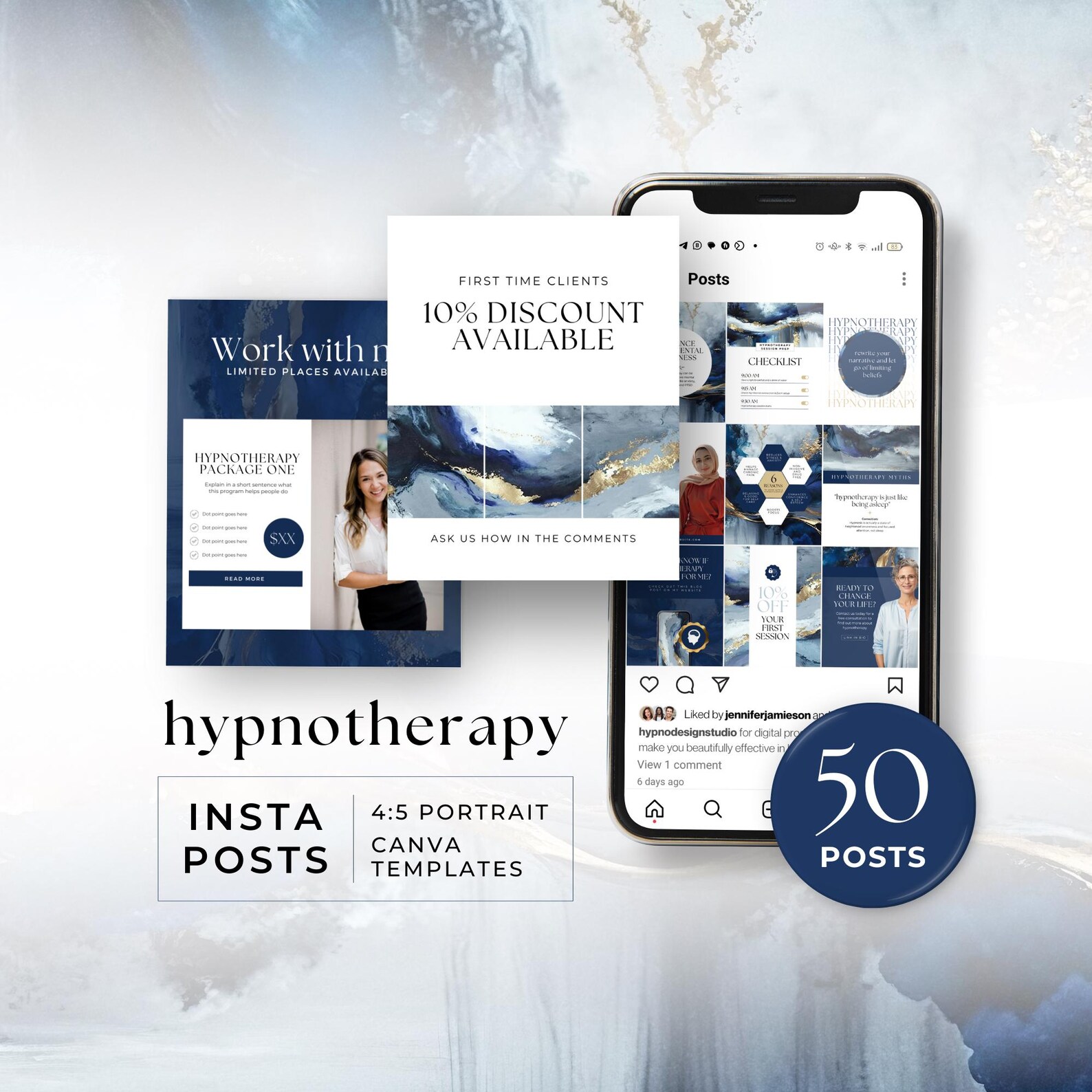 Hypnotherapy Insta Posts Canva Template, Hypnotherapist Instagram IG ...