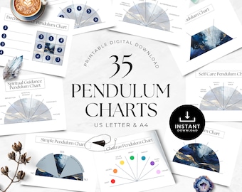 Pendulum Chart Bundle for Spiritual Coach, Dowsing Board Printable, Unconscious Mind Divination, Hypnotherapy tools, Teal Alcohol Ink TE
