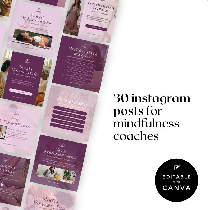 Mindfulness Coach Canva Instagram Holistic Wellbeing Coach Social Media ...