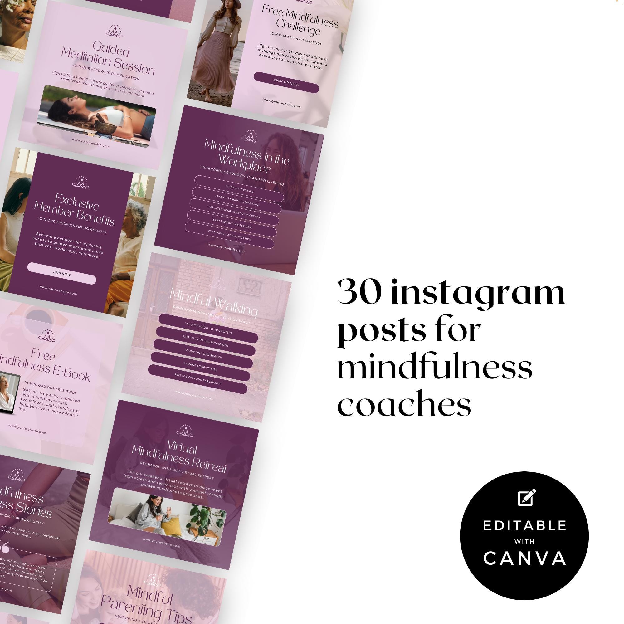 Mindfulness Coach Canva Instagram Holistic Wellbeing Coach Social Media ...