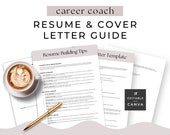 Resume Guide Career Coach Cover Letter Handout Canva template Professional Growth Tools Career Change Printable Editable