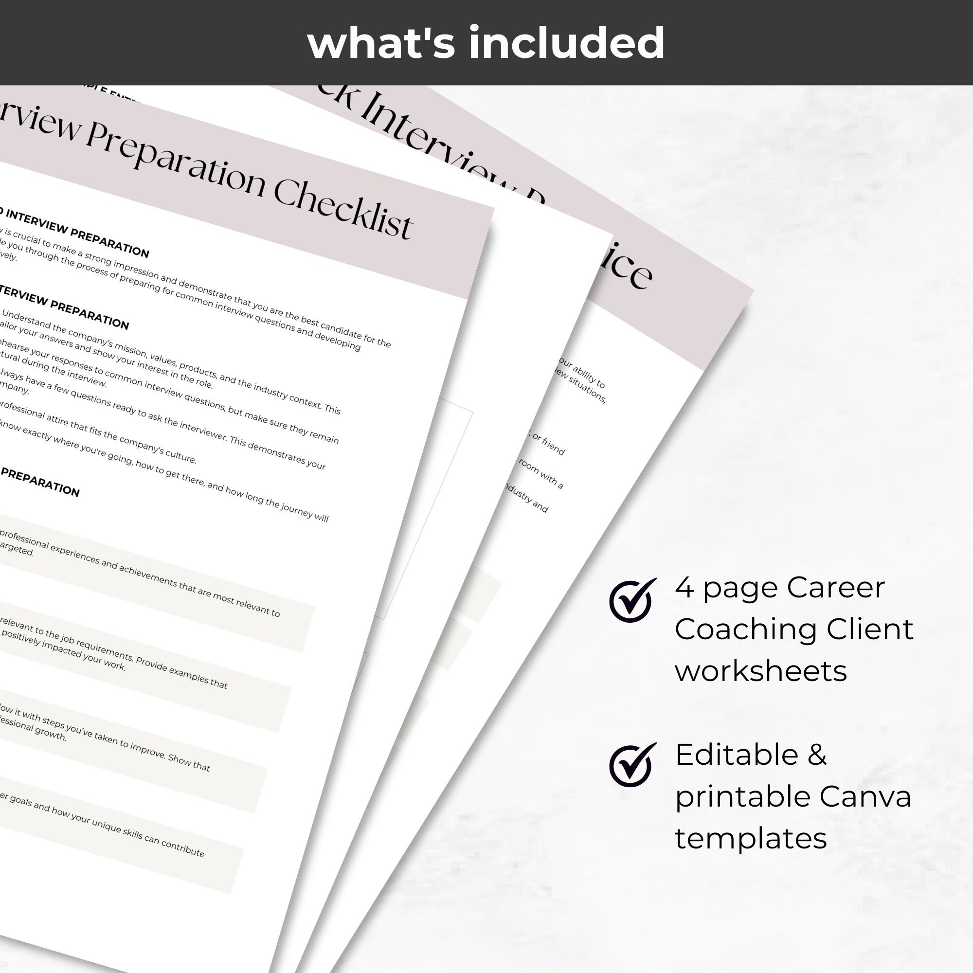 Staff Development Hand Out Examples Interview Preparation Guide Career Coach Handout Canva Template ...