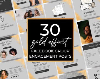 Facebook Gruppen Engagement Posts, Engagement Posts für die Mitgliedsschaft, Sofort Download, Grau und Gold, Canva Templates, DIGITALES Produkt | FB01