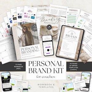 Personal Branding Kit for Coaches, Visual Brand DIY Bundle Strategy Workbook & Canva templates, Brand Design Marketing Logo Package