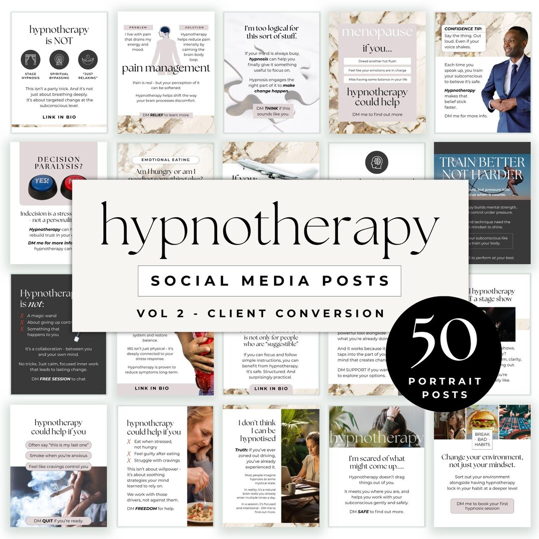 Hypnotherapist Instagram Bundle Canva Template, Hypnotherapy Social ...