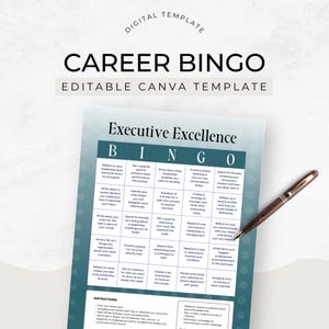 Executive Coach Sales Funnel Lead Magnet Bingo Card Challenge Freebie Canva Template Leadership Career Support Coaching Editable US Letter