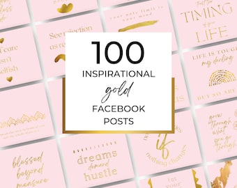 Publicaciones de Facebook con citas inspiradoras para tu grupo o membresía, en rosa y dorado, descarga digital / PP06