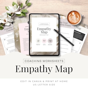 Coaching Worksheet Empathy Map, Canva template, Relationship building, Coach Tools & Resources Self Development Editable CW1