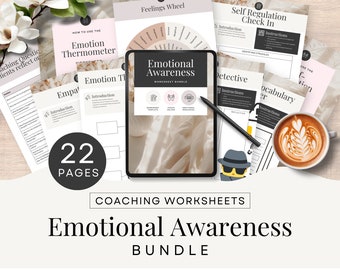 Life Coaching Worksheets, Emotional Intelligence Tools, Digital Download Canva Template, EQ Assessments, Editable and Printable, Neutral CW1