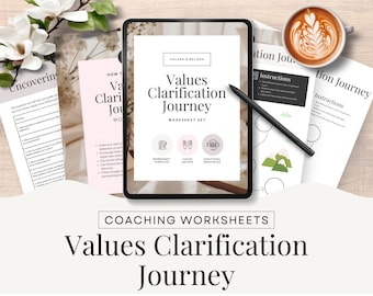 Planilha de Coaching para Esclarecimento de Valores, modelo Canva, Desenvolvimento de Autoaperfeiçoamento, Ferramentas de Coaching de Vida, Recursos Editáveis e Imprimíveis CW1