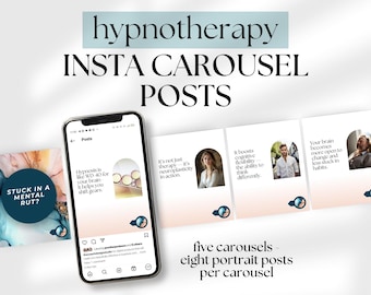 Hypnosis Carousel Instagram Portrait Posts IG Expertise Research Editable Canva template Hypnotherapy Insta feed Interactive Grid post