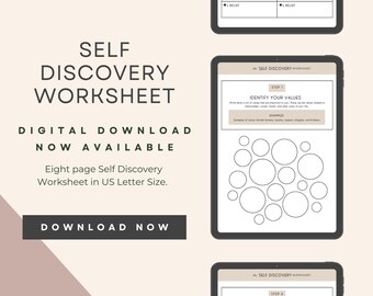 Self Discovery Worksheet for Life Coaches, Handout, Freebie, Lead Magnet, Canva Template Digital Download, US Letter, Beige Minimal | DFY