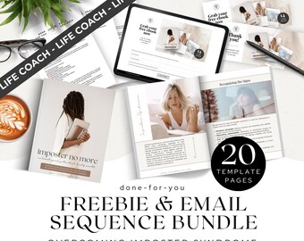 Imposter Syndrome Lead Magnet Bundle for Life Coaches, Freebie and Welcome Sequence, Landing Page Canva Template, Personal Transformation