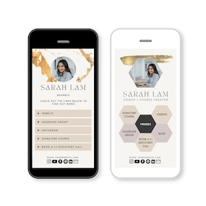 Link in Bio Canva Template for Coaches, Minimal, Mini landing page in less than 10 minutes, Linktree alternative for Instagram, Social Media