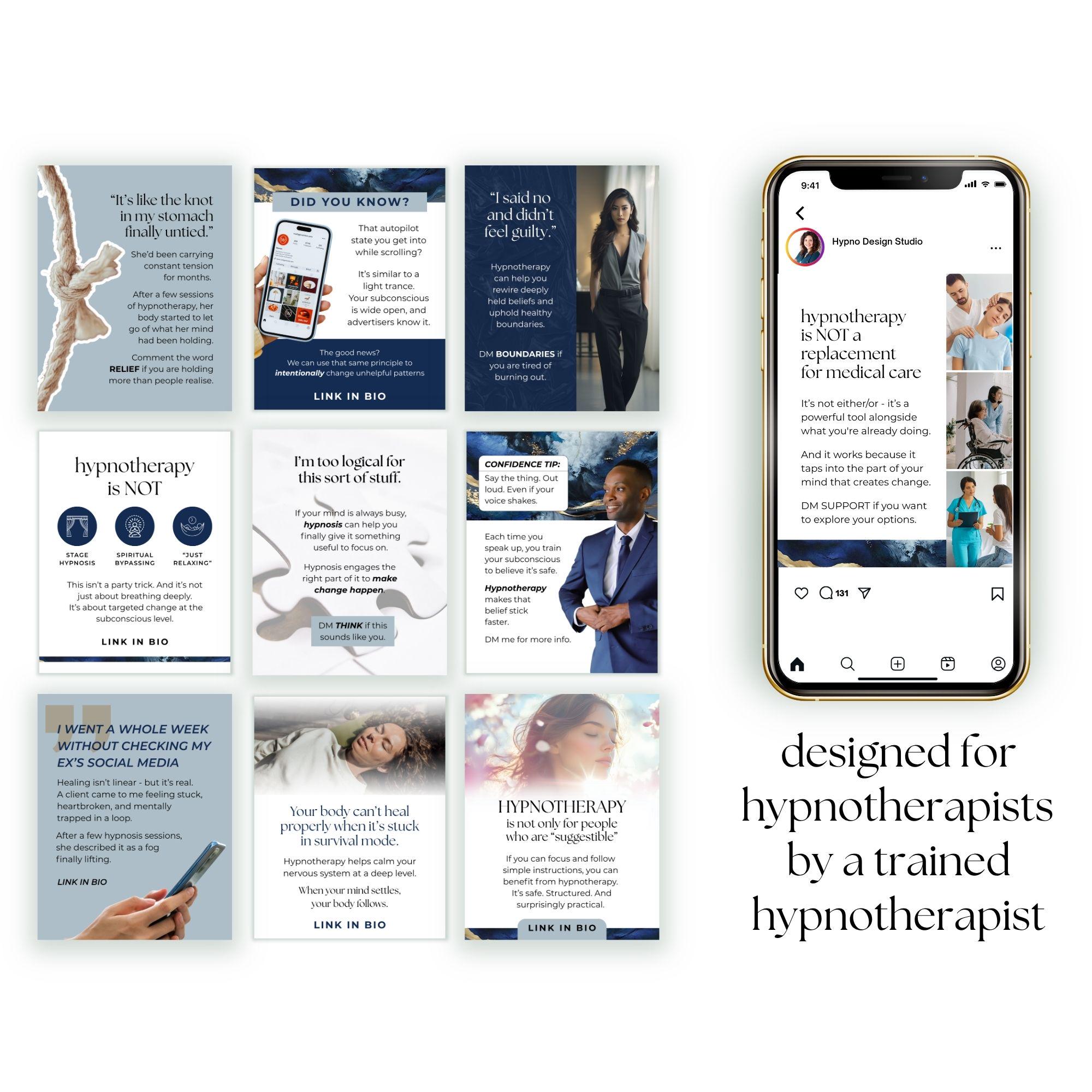 Hypnotherapist Instagram Bundle Canva Template, Hypnotherapy Social ...