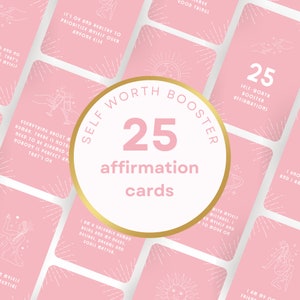 Affirmation Cards Printable - Self-Worth Booster, Lead Magnet, Canva Template DIGITAL Download, Pink, 5 x 7 inches | DFY