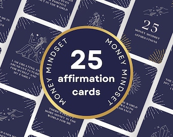 Affirmation Cards Printable - Money Mindset, Lead Magnet, Canva Template DIGITAL Download, Navy, 5 x 7 inches | DFY